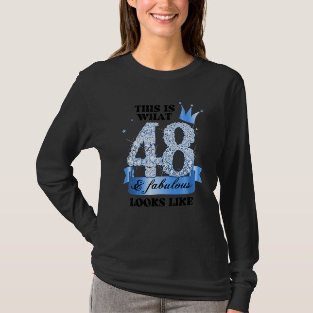 48 & Fabulous I Blue White Party Group Candid Phot T-Shirt (Front)