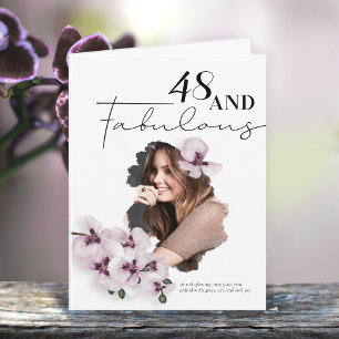 48 & Fabulous Orchid Photo Birthday Greeting Card