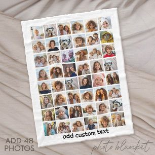 48 Photo Collage - 8 Rows 6 Columns - Simple Text Fleece Blanket