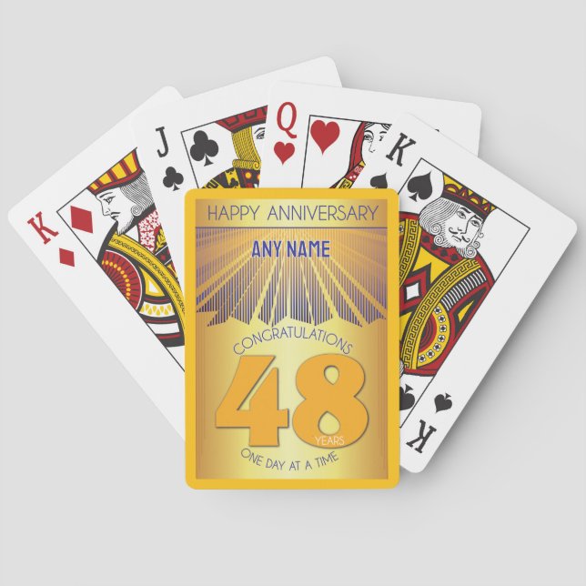 48 Year | Golden Ray 12 Step CUSTOM NAME Playing Cards (Back)