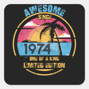 48 Year Old Awesome Since 1974 48th Birthday Square Sticker