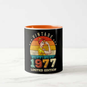 48 Year Old Bday 1977 Vintage 48th Birthday Women Two-Tone Coffee Mug