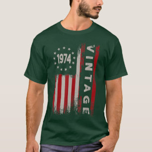 48 Year Old Gifts Vintage 1974 American Flag 48th T-Shirt