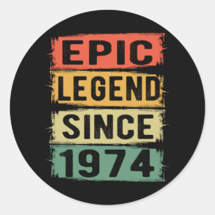48 Years Old Bday 1974 Epic Legend 48th Birthday Classic Round Sticker