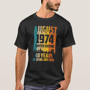 48th Birthday 48 Years Awesome Since August 1974 V T-Shirt