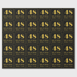 48th Birthday ~ Art Deco Inspired Look "48", Name Wrapping Paper