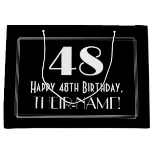 48th Birthday: Art Deco Inspired Style "48", Name Large Gift Bag