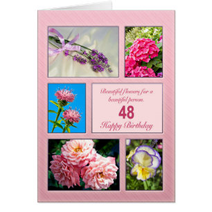 48th birthday, beautiful flowers card