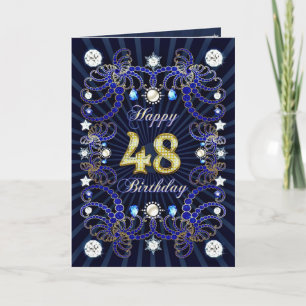 48th birthday card with masses of jewels