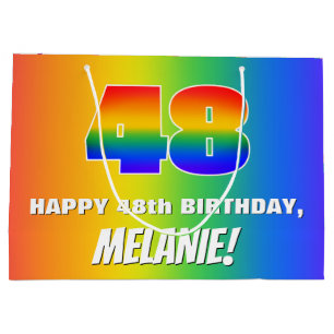 48th Birthday: Colourful, Fun Rainbow Pattern # 48 Large Gift Bag