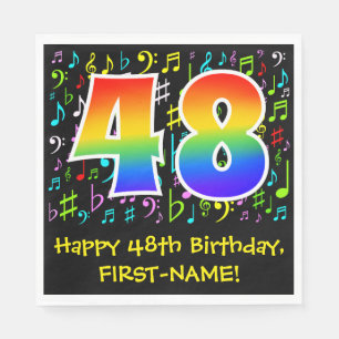 48th Birthday - Colourful Music Symbols, Rainbow 4 Napkin