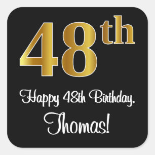 48th Birthday – Elegant Luxurious Faux Gold Look # Square Sticker