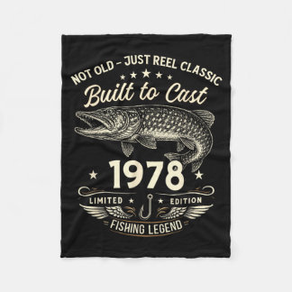 48th Birthday Fishing Gift Men Original 1978 Lied Fleece Blanket