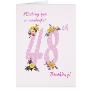 48th Birthday Flower Decorated Numbers