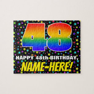 48th Birthday — Fun, Colourful Star Field Pattern Jigsaw Puzzle