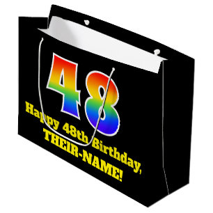 48th Birthday ~ Fun, Colourful, Vibrant, Rainbow 4 Large Gift Bag