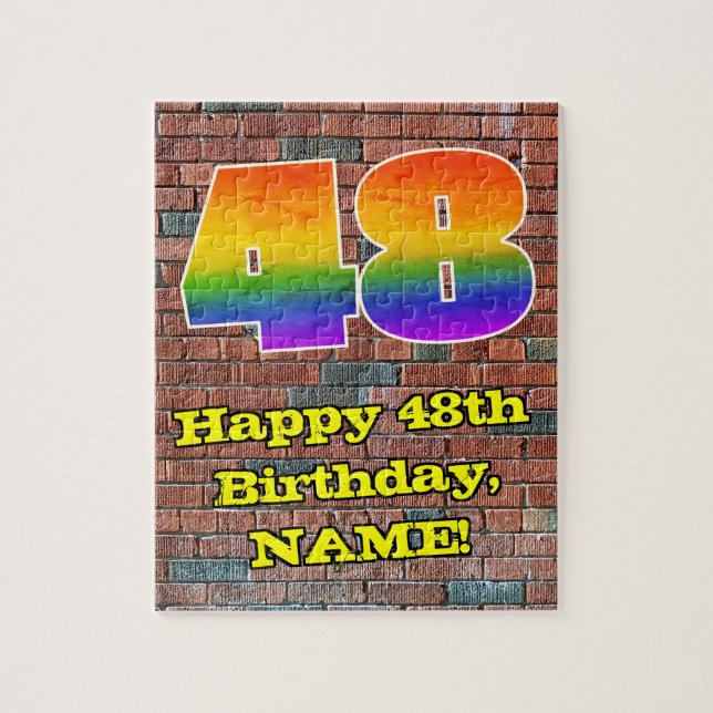 48th Birthday: Fun Graffiti-Inspired Rainbow 48 Jigsaw Puzzle (Vertical)