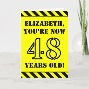 48th Birthday: Fun Stencil Style Text, Custom Name Card