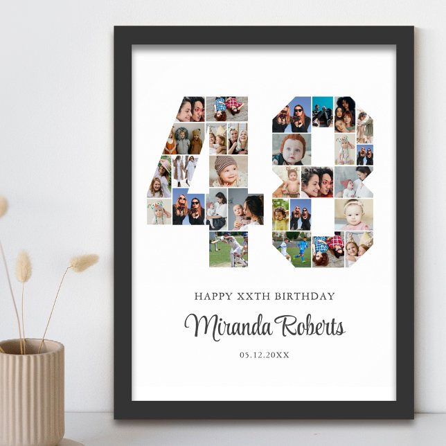 48th Birthday Number 48 Custom Photo Collage Poster (Creator Uploaded)