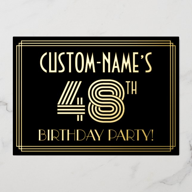 48th Birthday Party — Art Deco Style “48” + Name (Front)