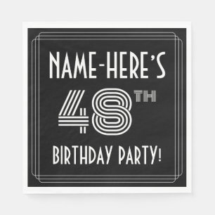 48th Birthday Party: Art Deco Style + Custom Name Napkin