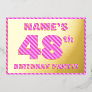 48th Birthday Party — Bold, Fun, Pink Stripes # 48