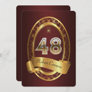 48th,birthday party woman man,elegant colour invitation