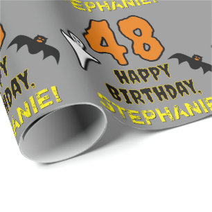 48th Birthday: Spooky Halloween Theme, Custom Name Wrapping Paper