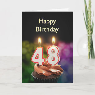 48th Birthday with cake and candles Card