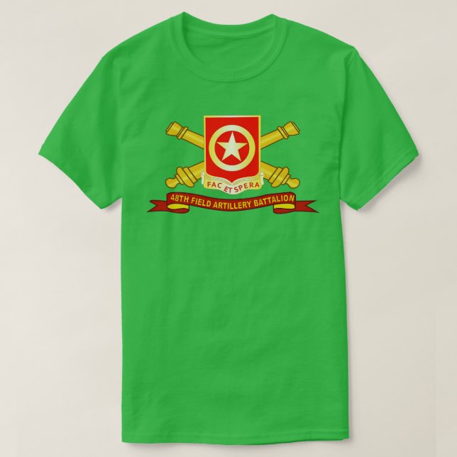 48th Field Artillery Battalion w Br Ribbon T-Shirt (Design Front)