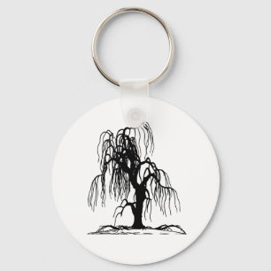 4920 SCARY WEEPING WILLOW TREE BLACK SILHOUETTE GR KEY RING