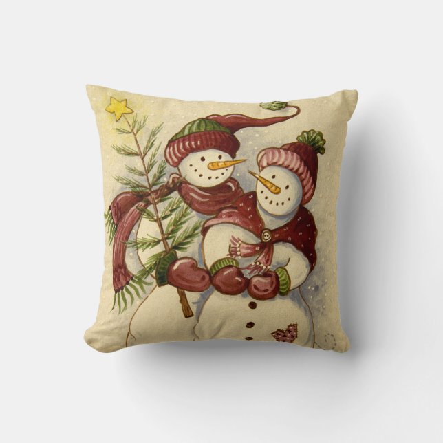 4924 Snowmen Christmas Cushion (Front)