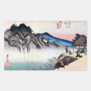 49. 坂下宿, 広重 Sakashita-juku, Hiroshige, Ukiyo-e Rectangular Sticker