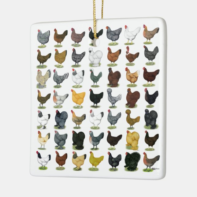 49 Chicken Hens Ceramic Ornament (Left)