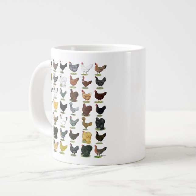 49 Chicken Hens Large Coffee Mug (Front Left)