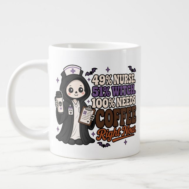 49% Nurse 51% Witch Needs Coffee Right Now Mug (Left)