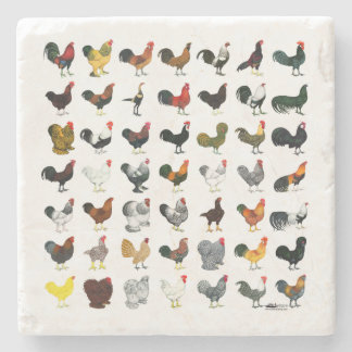 49 Roosters Stone Coaster