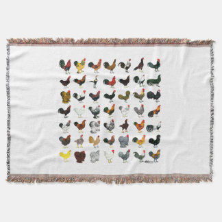 49 Roosters Throw Blanket