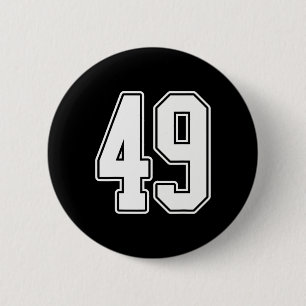 #49 White Outline Number 49 Sports Fan Jersey Styl 6 Cm Round Badge