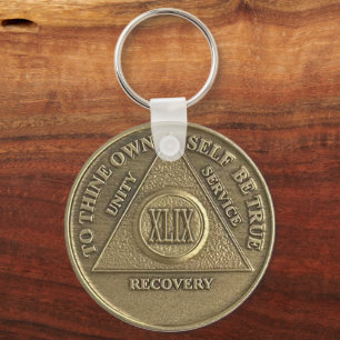 49 Year CUSTOM NAME Sober Medallion Key Ring
