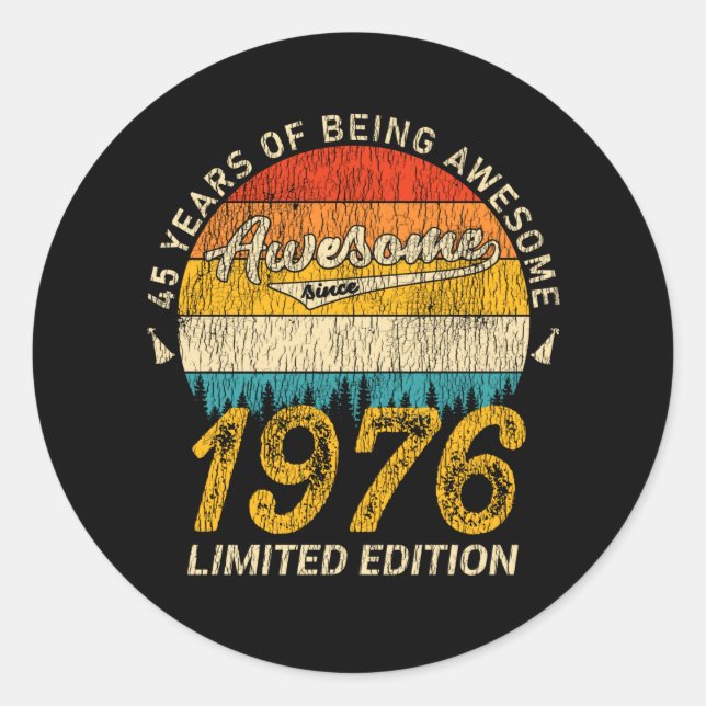 49 Year Old 1976 Retro Awesome 49th Birthday Gift Classic Round Sticker (Front)