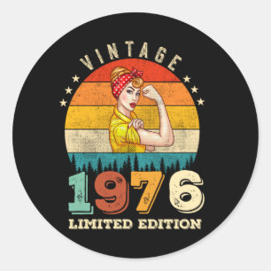 49 Year Old Bday 1976 Vintage 49th Birthday Women Classic Round Sticker