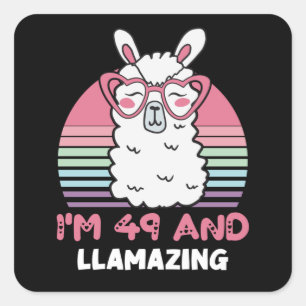 49 Year Old Bday Llamazing Llama 49th Birthday Square Sticker