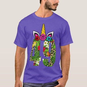 49 Years Old Birthday Girl Floral Unicorn 49th Bir T-Shirt