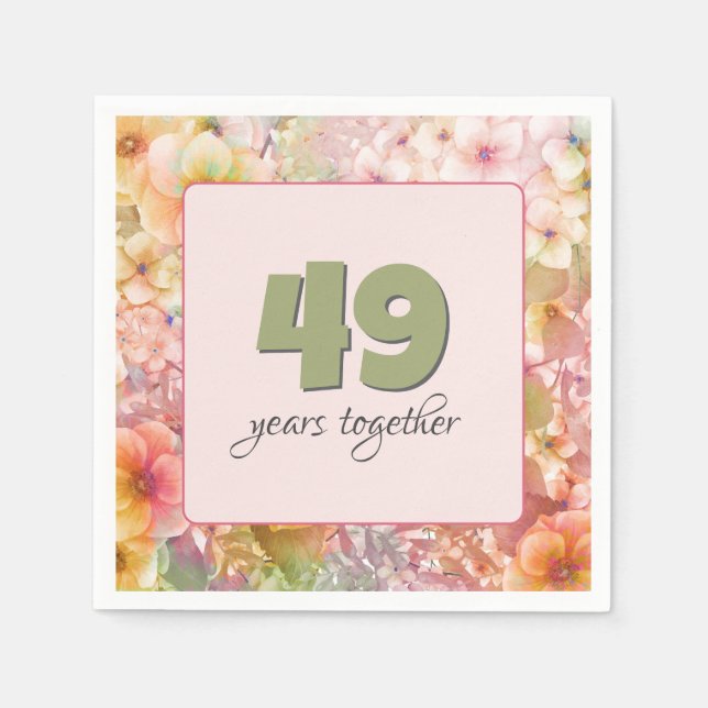 49th Anniversary Cosmos Floral Garden  Napkin (Front)