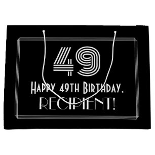 49th Birthday — Art Deco Inspired Look "49" & Name Large Gift Bag