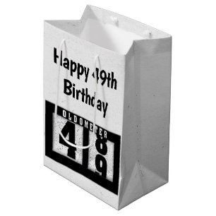 49th Birthday Black Odometer  Medium Gift Bag