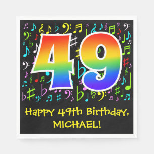 49th Birthday - Colorful Music Symbols, Rainbow 49 Napkin