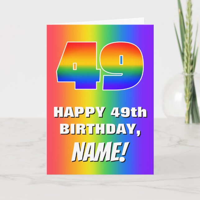 49th Birthday: Colourful, Fun Rainbow Pattern # 49 Card (Front)