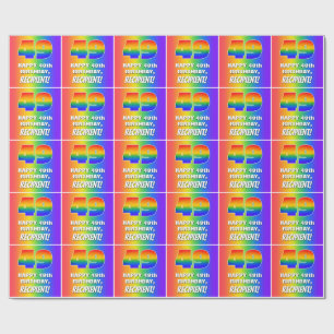 49th Birthday: Colourful, Fun Rainbow Pattern # 49 Wrapping Paper